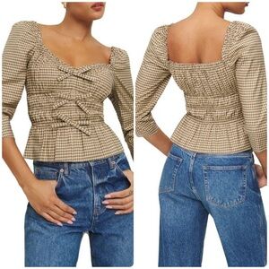Reformation Lauryn Bow Top Blondie Check